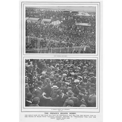 HORSE RACING Scenes At The Derby - Double Sided Antique Print 1900 • £13.99