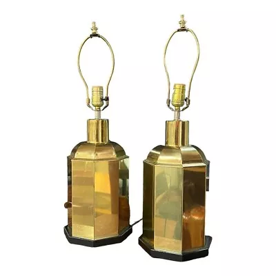 PAIR- VINTAGE ALSY BRASS TONE  TABLE LAMPS Beautiful Pieces • $62