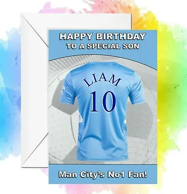 Personalised Birthday Card Manchester City Inspired Any Name/relation/age • £2.99