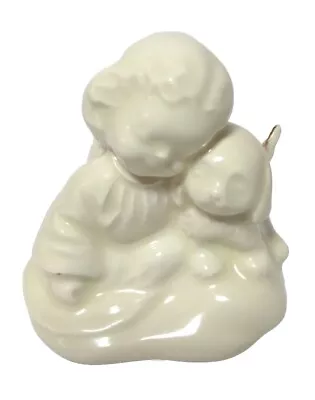 Vintage Angel Child And Angel Puppy Dog Porcelain Figurine Gold Trim Wings  • $8.99