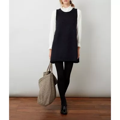 Cabbages & Roses Sleeveless Sweater Dress Navy Blue Grey S Small 8 10 • $205.15