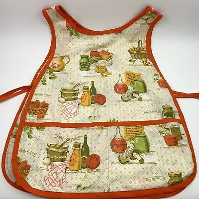 Vintage Cobbler Smock Apron Handmade Floral Canning Vegetables Shabby Chic Farm • $14.99