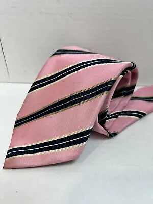 Canali Men’s Pink Striped 100% Pure Silk Neck Tie Made In Italy • $34.97