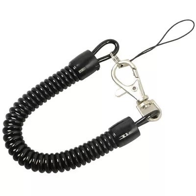 Long Plastic Retractable Spring Coil Spiral Stretch Keychain Key Ring Chain UK • £3.59