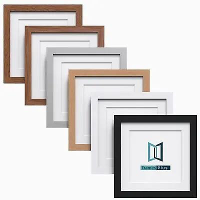 Square Photo Picture Frame With White Mounts Wood Effect Black White Oak Large • £5.05