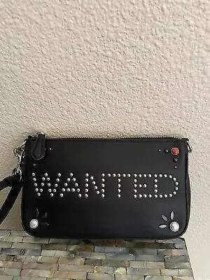 Coach Nolita Wristlet 19 With Western Rivets Silver/Black 56524 • $253.50