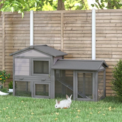 £109.99 • Buy 5ft Wooden Rabbit Guniea Pigs Hutch With Run 2 Tiers Outdoor Cage Pet House
