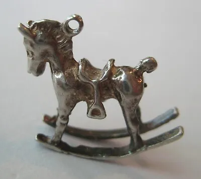 VTG English Sterling ROCKING HORSE Toy Silver Bracelet Charm • $12