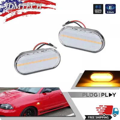 Clear Lens LED Side Marker Signal Lights For VW MK4 Golf Jetta GTI R32 Passat B5 • $12.99