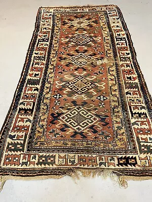 DISTRESSED VINTAGE ANTIQUE Caucasian KAZAK Rug  4.2x8  Professionally Washed • £221.02