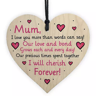 Mum Gift From Son Daughter Mothers Day Wooden Heart Birthday Love Poem Gifts • £3.99