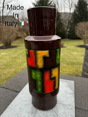 Vintage Aldo Londi Bitossi Vetrata Vase MCM Pottery Italy 16.25” Height • $189