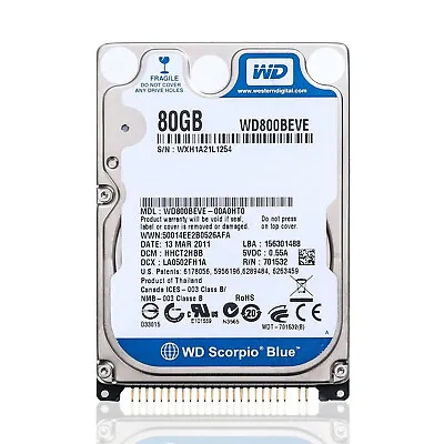 Western Digital 80GB WD800BEVE 5400RPM PATA IDE 2.5  Laptop HDD Hard Disk Drive • $13.90