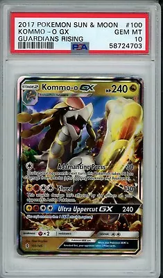 2017 Pokemon Sun & Moon Guardians Rising Kommo-O GX #100 PSA 10 • $55