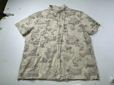 J Crew Wallace And Barnes Animal Print Short Sleeve Button Down Shirt Mens XL • $24.99