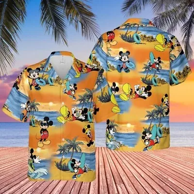 [SALE]disney Summer Hawaiian Shirt Button Down Mickey Mouse Aloha Loose  • $24.99