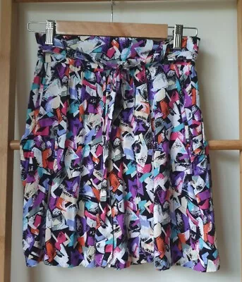 MINK PINK Multicoloured Print Skirt With Elastic Waist/pockets/belt Sz 10 • $7.96