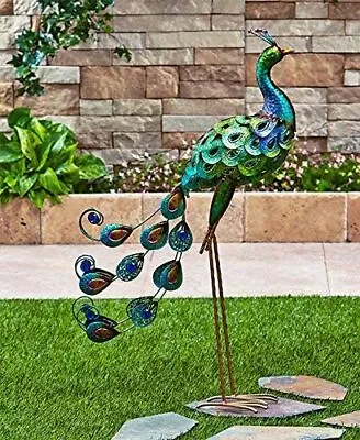Metal Peacock Garden Decor Sculpture Yard Lawn Pond Patio Art Home Statue Porch • $92.21
