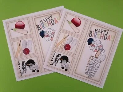 £1 • Buy 2 X HANDMADE CRICKET BIRTHDAY CARD TOPPER MALE SPORT GAME WHITES HOWZAT SIX
