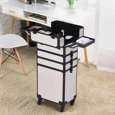 Large Makeup Trolley Beauty Case Nail Technician Cosmetic Storage Box Organizer • £79.95