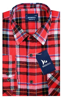 Plaid Flannel Shirt Lumberjack Yarn Dyed Check Brushed 100% Cotton By Beebizco • £17.99
