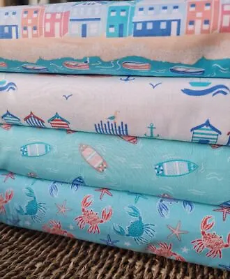 By The Coast: Nautical Seaside Quilting Cotton Fabric X Half Metre • £9.98