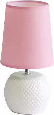 Simple Designs LT2084-PNK Mini Studded Texture White Ceramic Bedside Table Lamp • $21.61