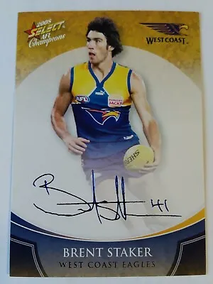 $5 • Buy 2008 Afl Select Signature Card Brent Staker West Coast Eagles 