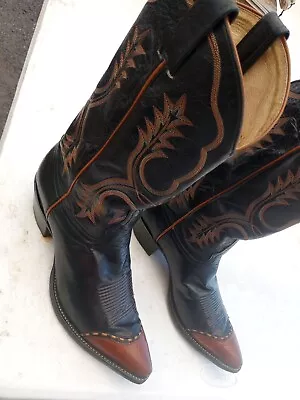 VTG Tony Lama  Lizard Toe Wingtip Leather Western Cowboy Boots Men's  9  1/2.D • $55