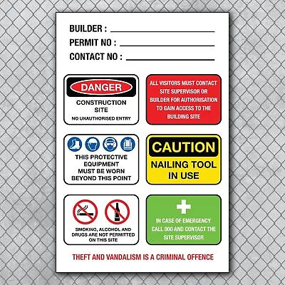 Owner Builder Construction Site Safety - Various Sizes Sign & Sticker Options • $282.45