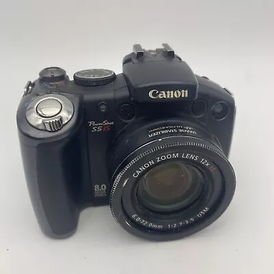 Canon PowerShot S5 IS 8.0MP 12x Zoom Digital Camera FOR PARTS NOT WORKING  • $18.20