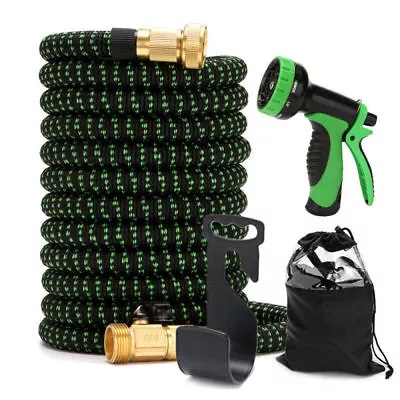 Heavy Duty Expandable Flexible Garden Expanding Hose Pipe With Spray Gun Water • £15.98