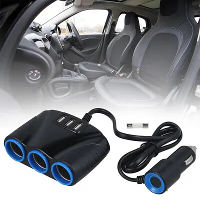 3Way Multi Car Cigarette Lighter Socket Splitter Charger/Power Adapter Dual USB✟ • $16.71