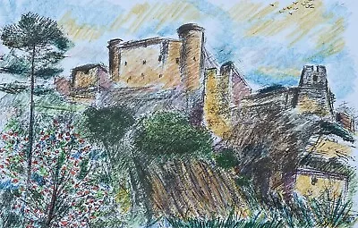 Castle Aragonese Michele Cascella Serigraph Lithography 50X70 Furniture Home Art • $428.77