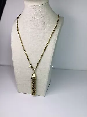 Vintage Monet Tassel Gold Tone Long Chain Pendant Necklace • $29.70