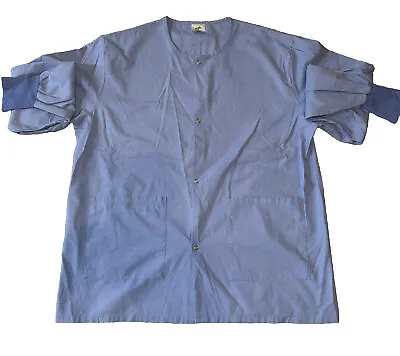 Medline 849NT Scrub Jacket Angelstat Medium Blue Round Neck Unisex • $8