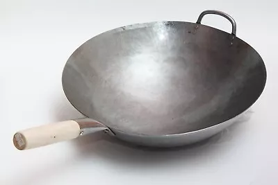 Traditional Hand Hammered Carbon Steel Pow Wok 16 Inch Craft Wok  • £45.99