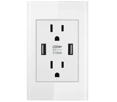 Dual Wall Outlet With USB Ports Charger AC Power Receptacle Plate Panel 15A 120V • $10.99