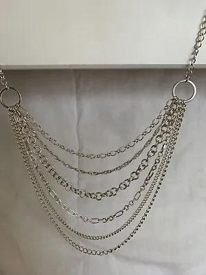£15 • Buy Multi Chain Silver Long Body Necklace - Freedom Jewellery