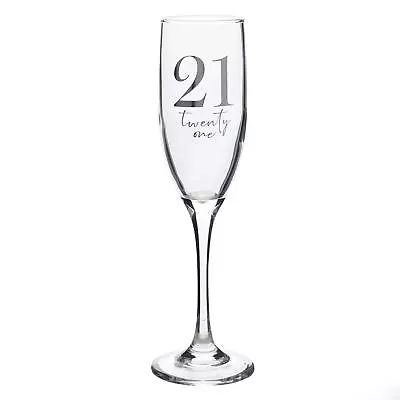 Birthday Champagne Flute Glass With Silver Detail - Choose Age • £13.95