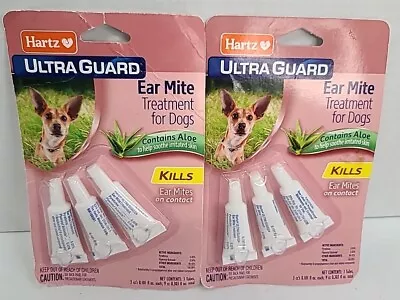 2x Hartz UltraGuard EAR MITE TREATMENT For Dogs WITH ALOE Pet Care Dog 3 Tubes • $14.24