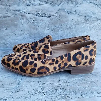 Madewell Women's 8.5 Frances Leopard Calf Hair Skimmer Loafers Flats Shoes • $49.99