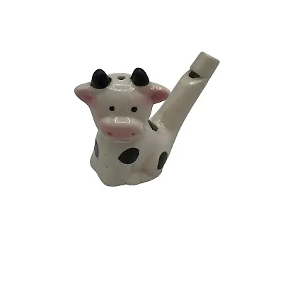 Cow Bull Black & White Porcelain Ceramic Water Whistle Rare Vintage EUC • $28.95