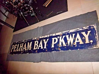 Antique Bronx Ny Nyc Subway Sign Circa 1917 Porcelain Pelham Bay Park Parkway • $3495