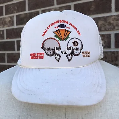 Vintage Ohio State Buckeyes Auburn 1990 Hall Of Fame Bowl Snapback Mesh Hat Cap • $27.99