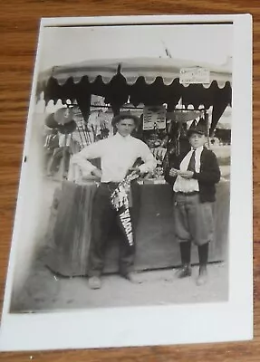 1920's Real Photo Postcard~two Boys At Fair Waco Texas Banner~games H8 • $18