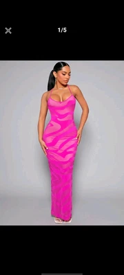 $25 • Buy Pink Zebra Pattern Long Dress