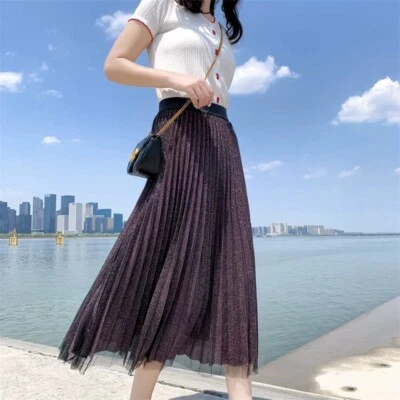 £11.19 • Buy Women High Waist Mesh Tutu Maxi SKIRTS Sheer Net Tulle Pleated A Line Long Dress