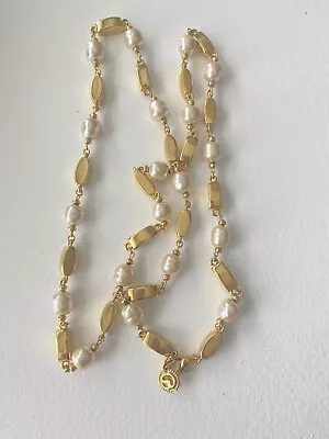 Vintage St John Gold Tone Faux Pearl Necklace “ Beautiful “ • $149.99