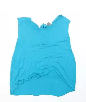 Miss Fiori Womens Blue Viscose Basic T-Shirt Size 14 Crew Neck • £3.25
